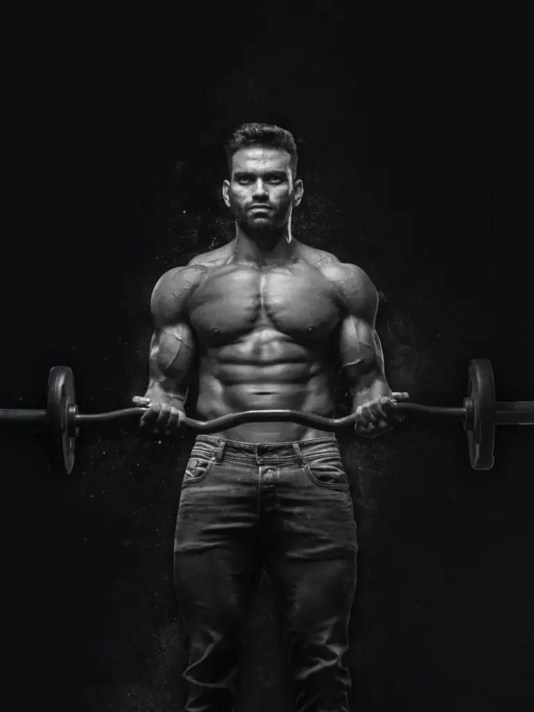 A muscular man doing a weightlifting workout in New York City







