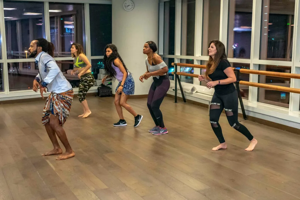 A group of Beginners dancing Zumba aerobic exercise in Chicago