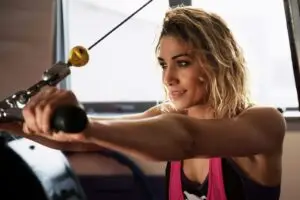 A women working out with happy mood